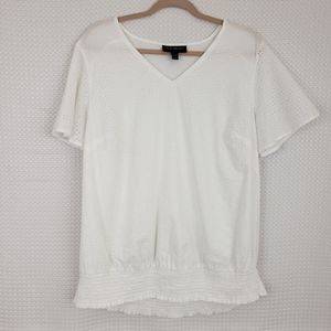 Lane Bryant Eyelet Lace Blouse White Peasant Blouse Boho Top size 18/20